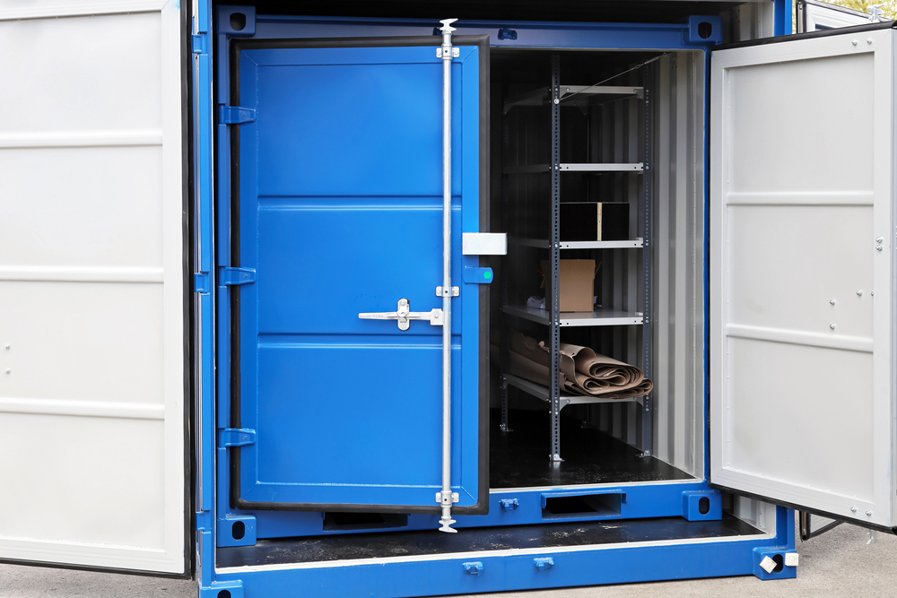 cargo shipping container in blue