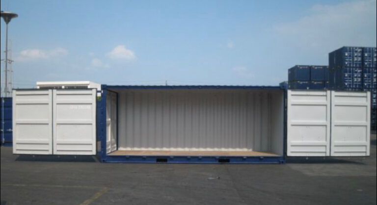 side entry shipping container - doors open