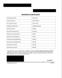 CSC Seaworthy Certification