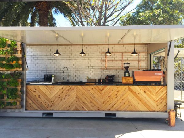 shipping container converted into a coffee shop